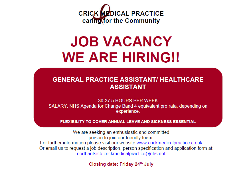 GP Assistant Advert July 2026