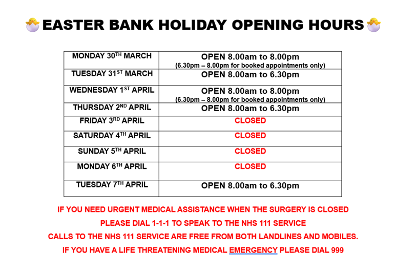 BH opening hours 